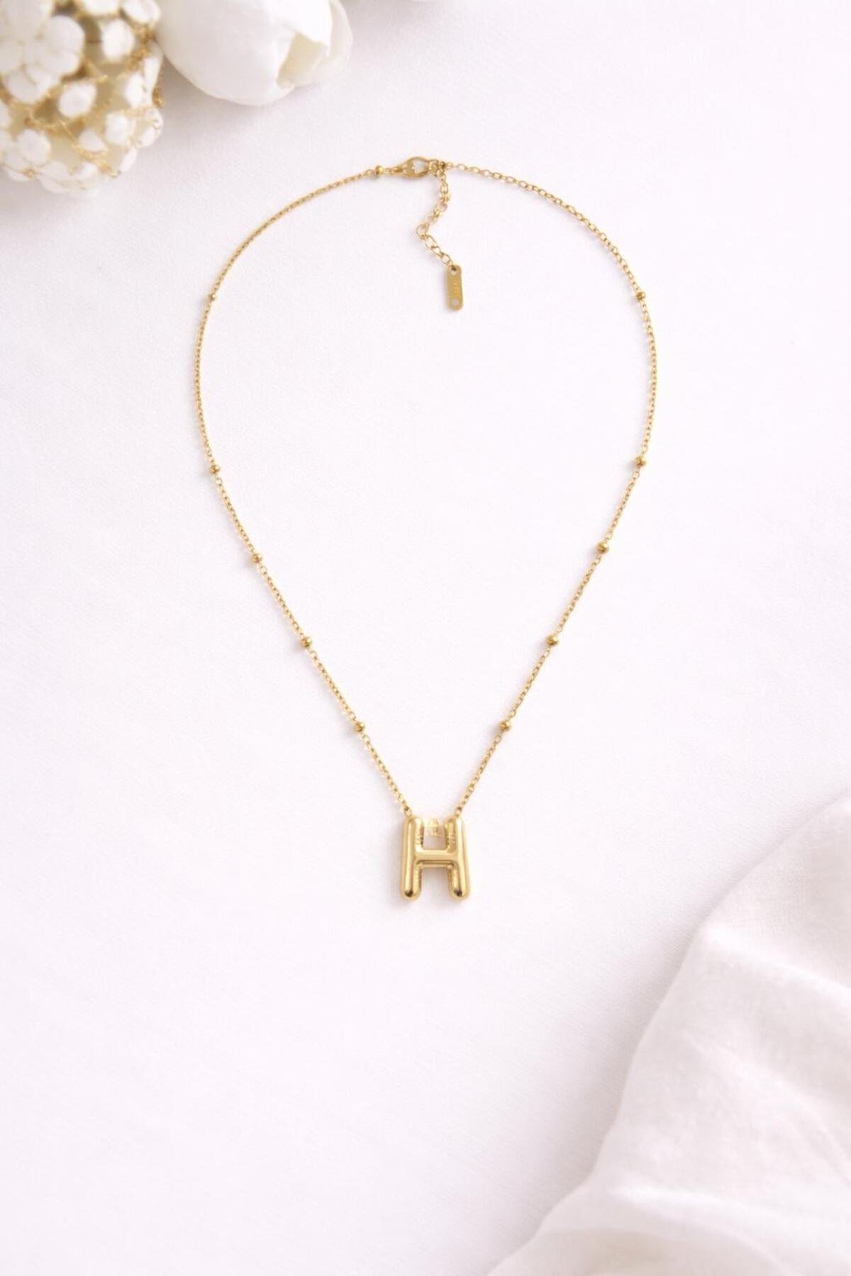 H HARFLİ BALON MODEL ÇELİK KOLYE