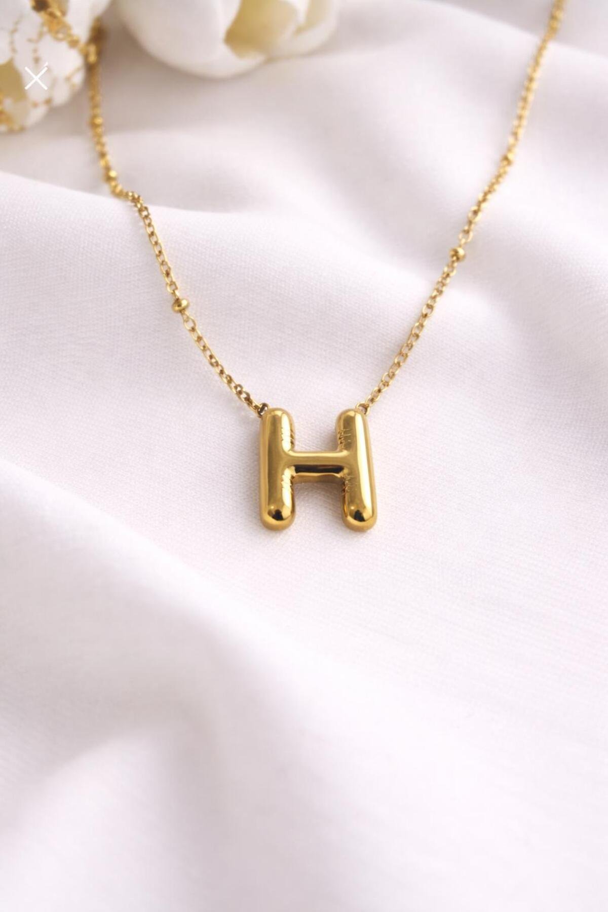 H HARFLİ BALON MODEL ÇELİK KOLYE