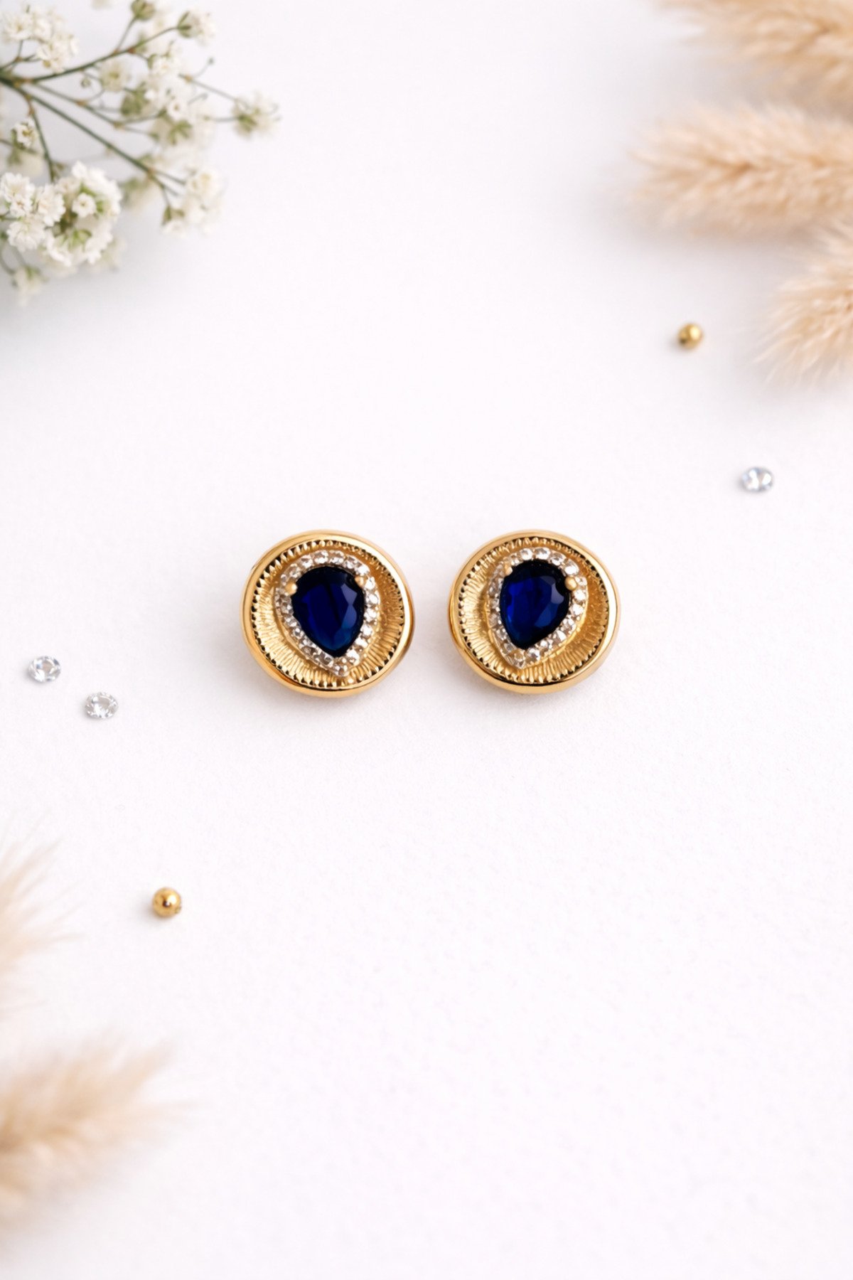 XUPİNG MAVİ DAMLA TAŞLI KÜPE