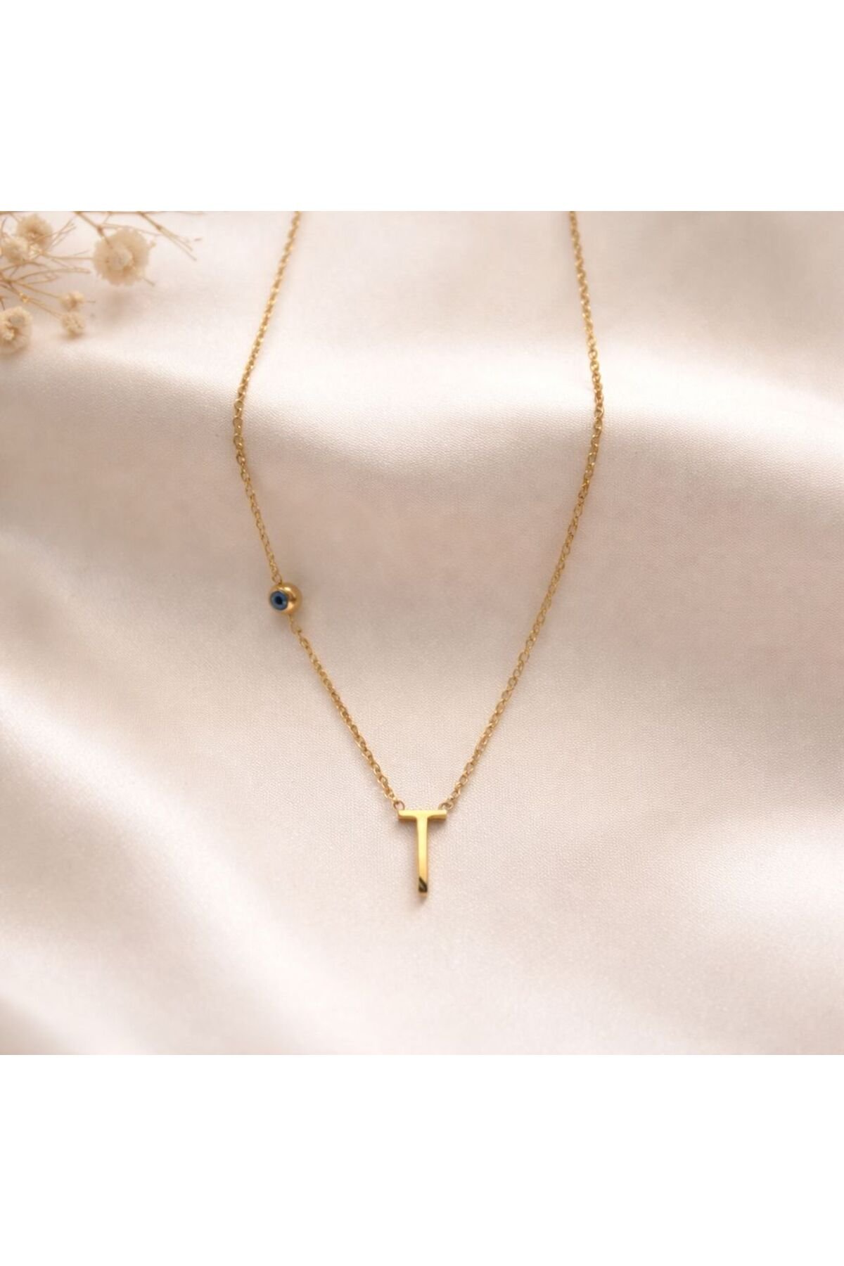 Çelik T Harf Kolye