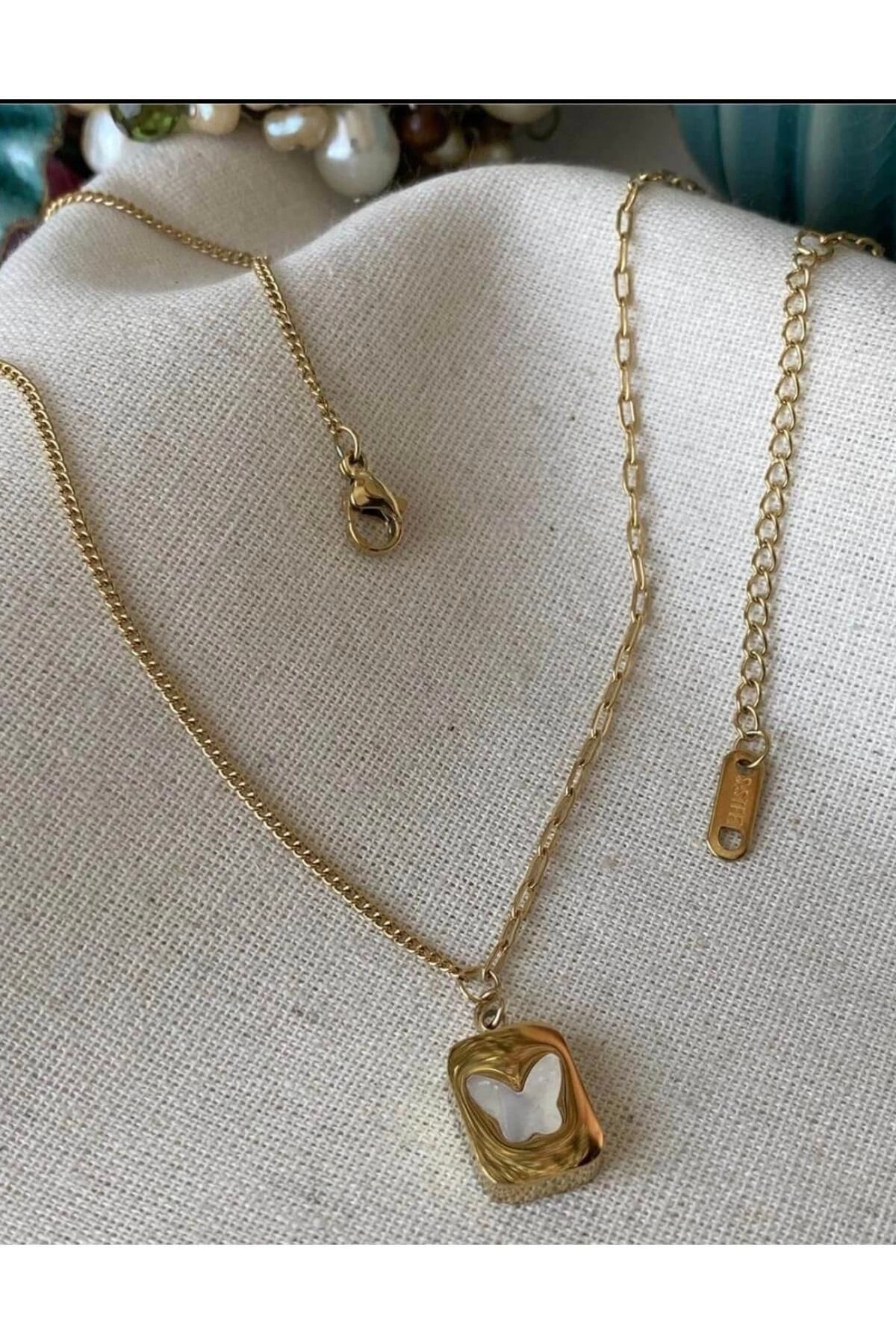 Çelik Sedef Kelebek Kolye