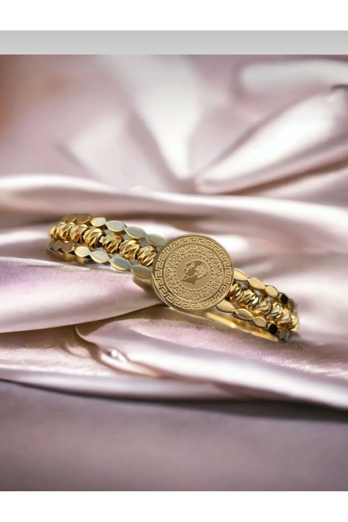 Çelik Kelepçe Bileklik Kararmaz Dorikalı Çeyrekli Figürlü