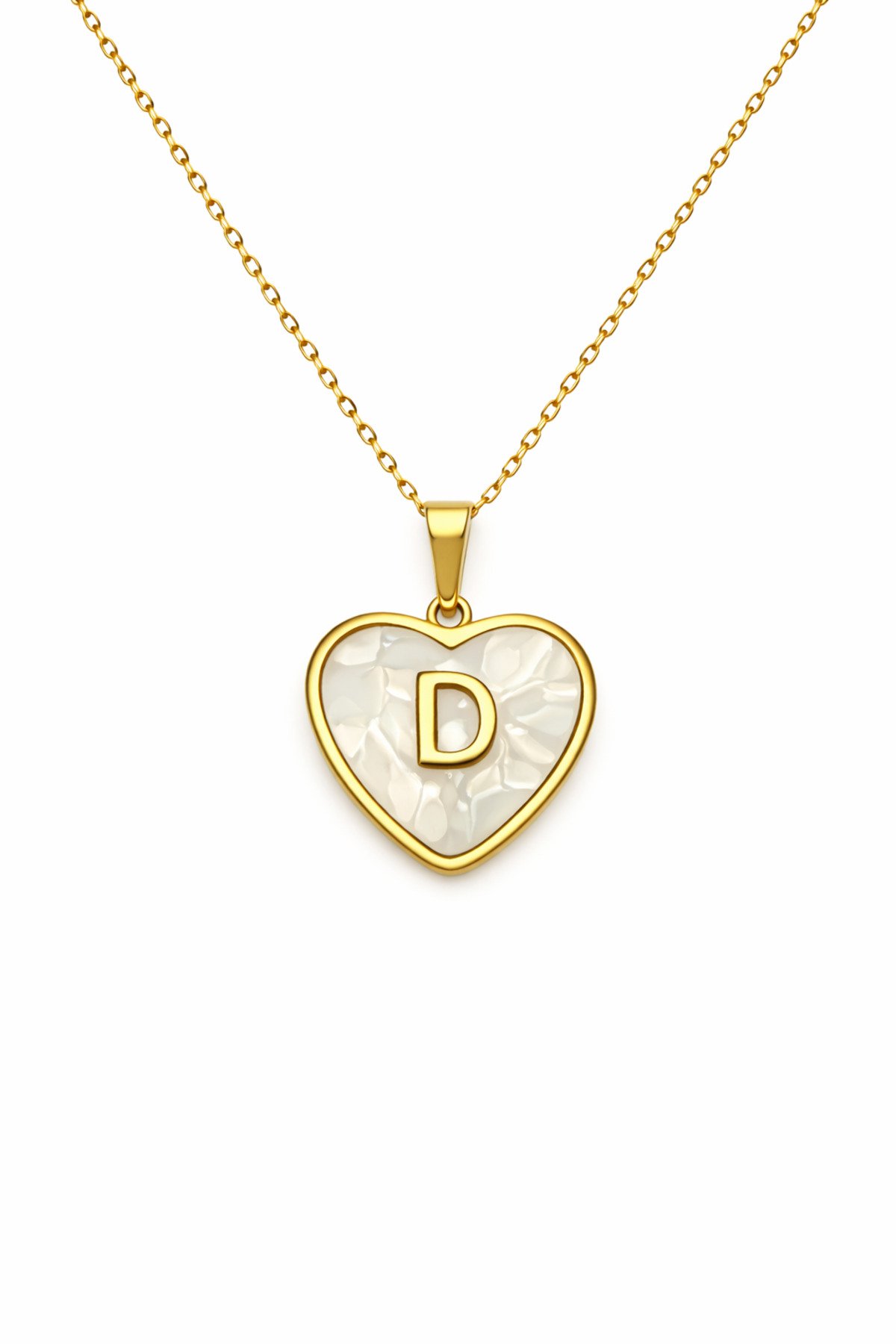 Three Dimensional D Letter Steel Necklace