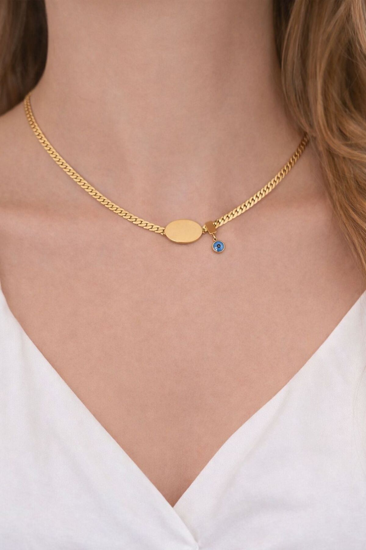Yassı Zincirli Plaka Model Kolye