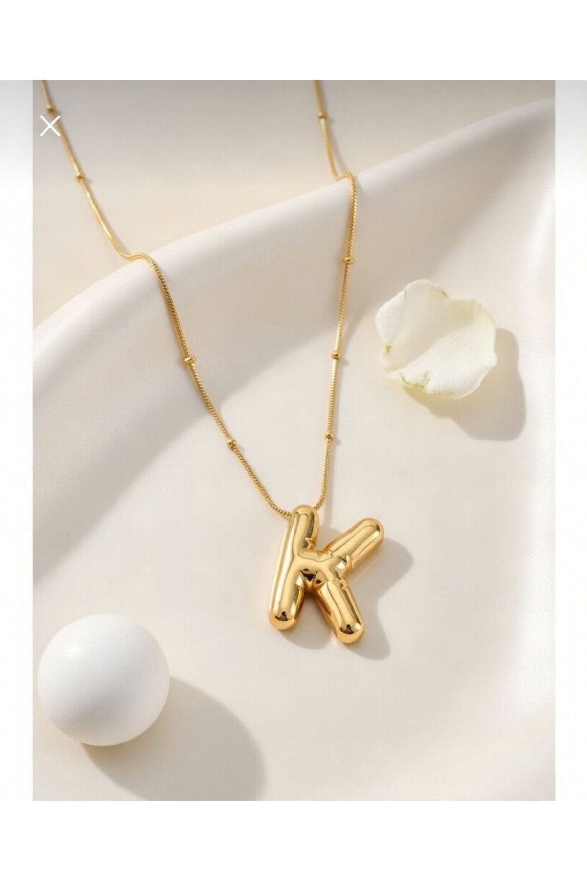 Gold Color Bubble Necklace with Steel Chain K Letters