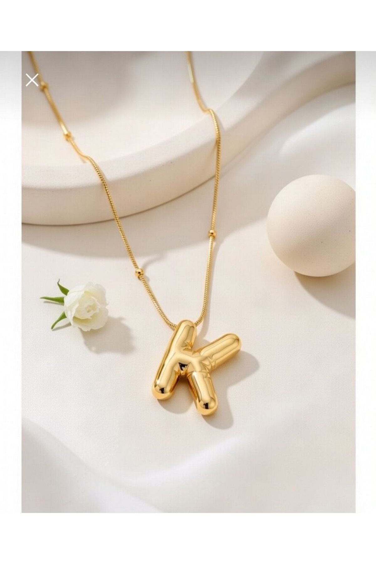 Gold Color Bubble Necklace with Steel Chain K Letters