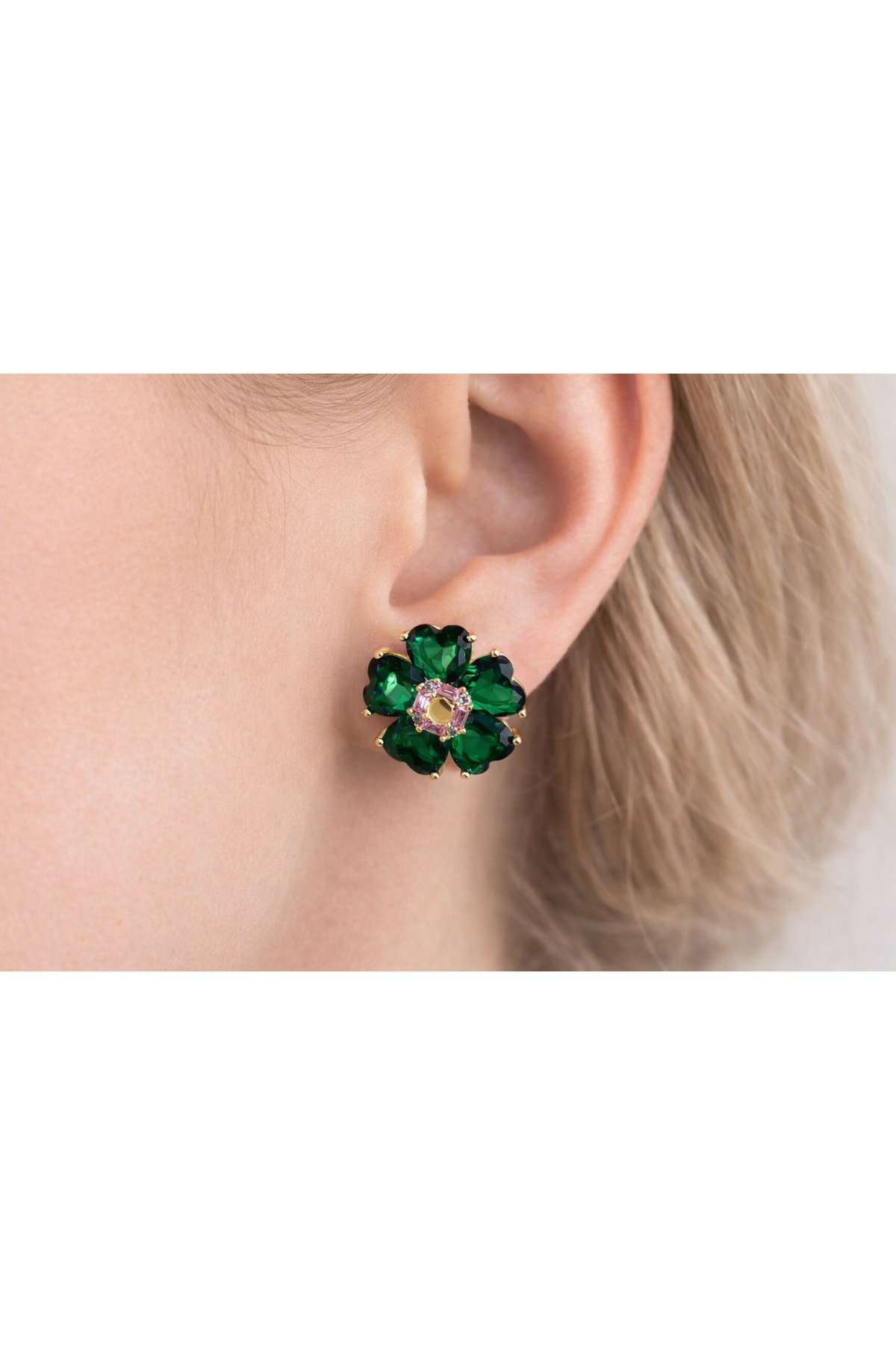 ZÜMRÜT YEŞİLİ YONCA XUPİNG KÜPE