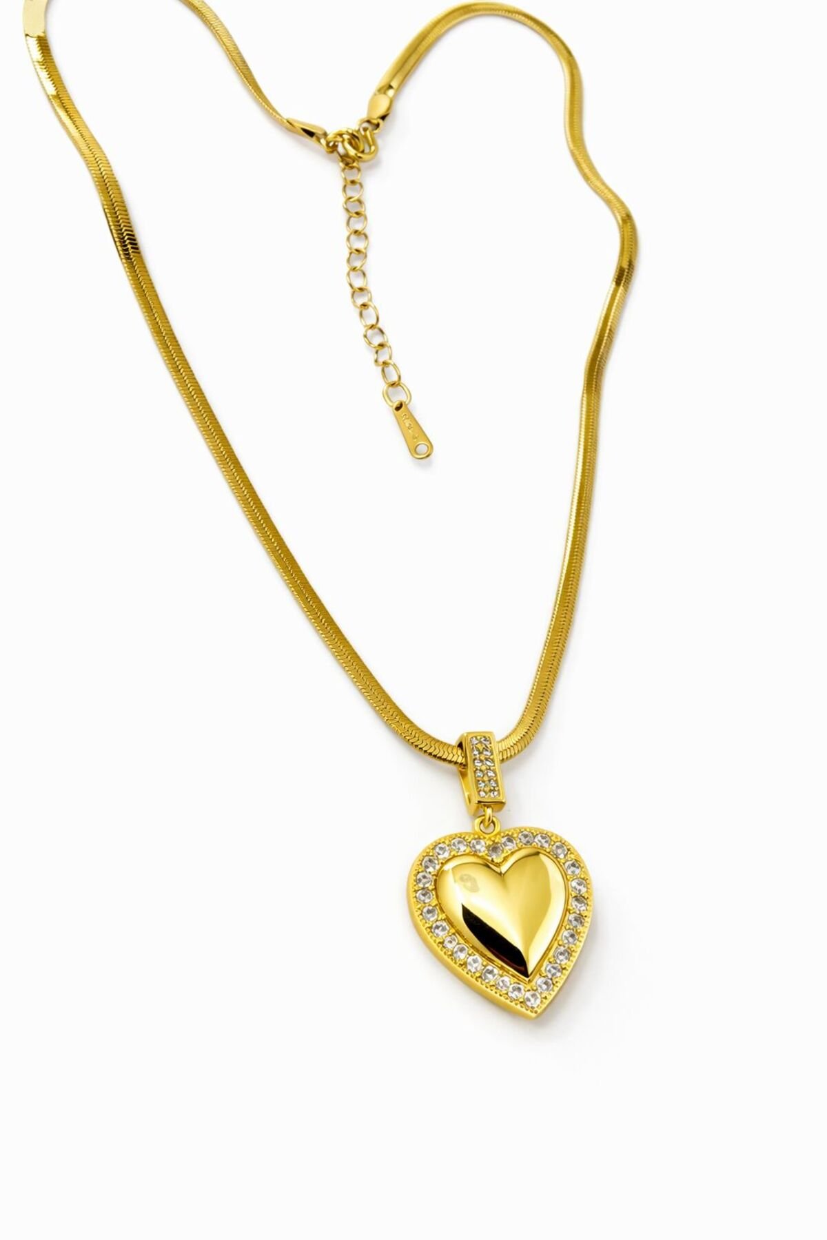 KALP MODEL ZİRKON TAŞLI ÇELİK KOLYE