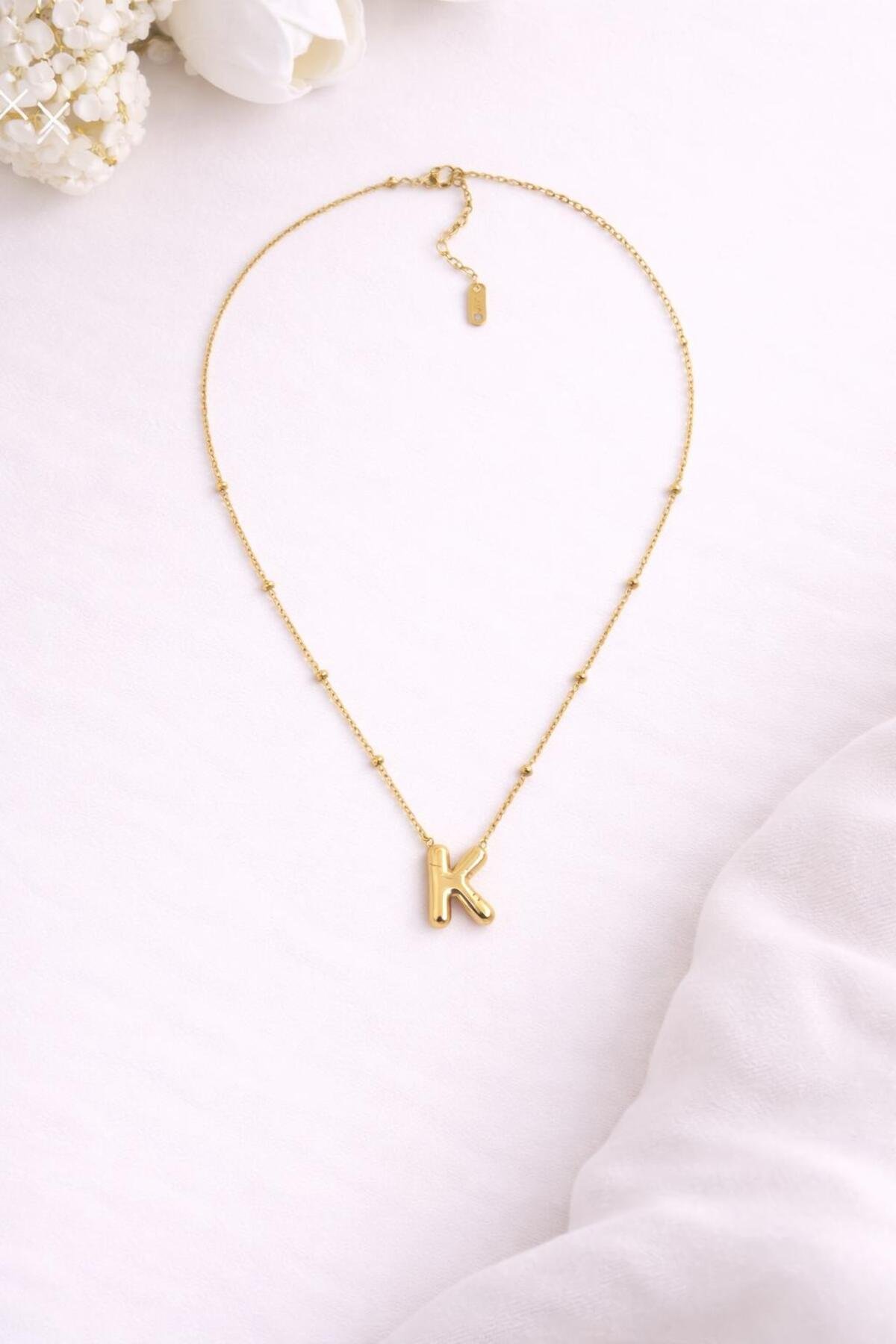 B HARFLİ BALON MODEL ÇELİK KOLYE