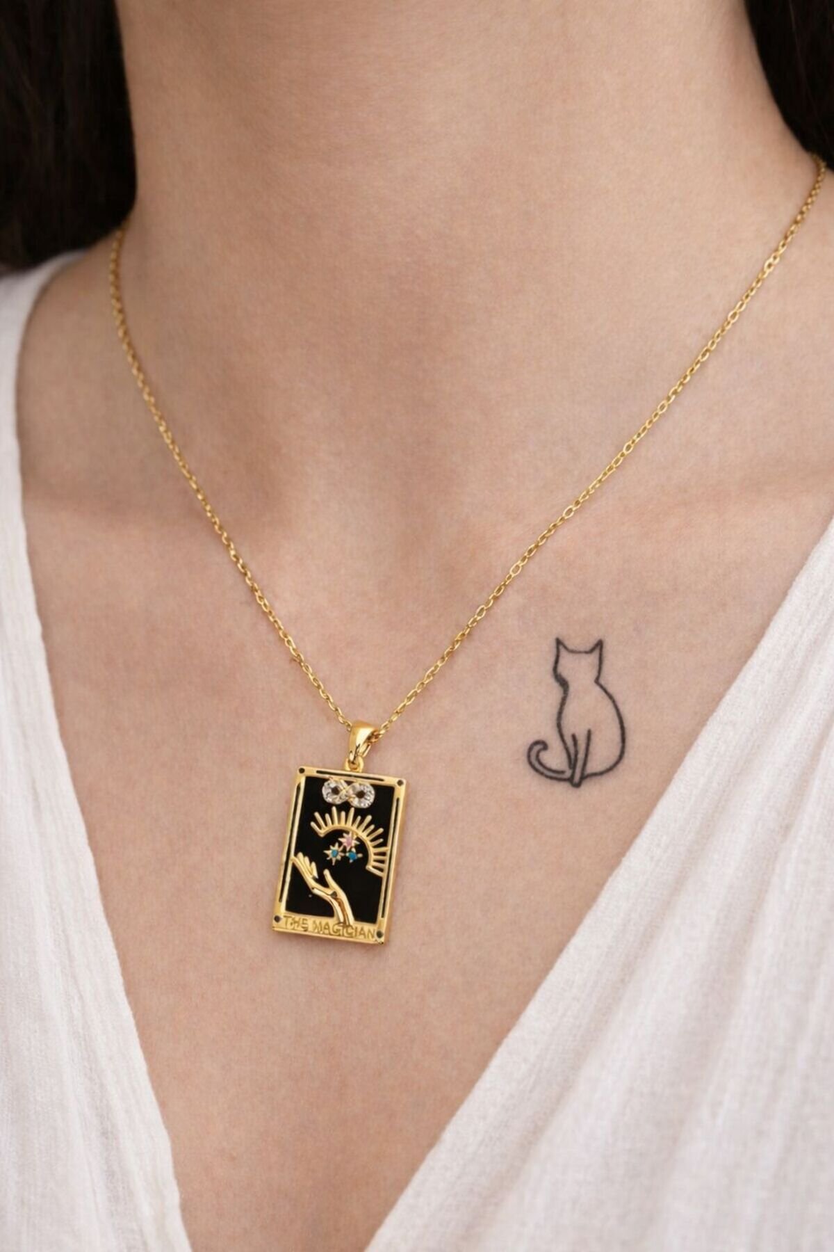 Çelik Tarot Kartlı Kolye