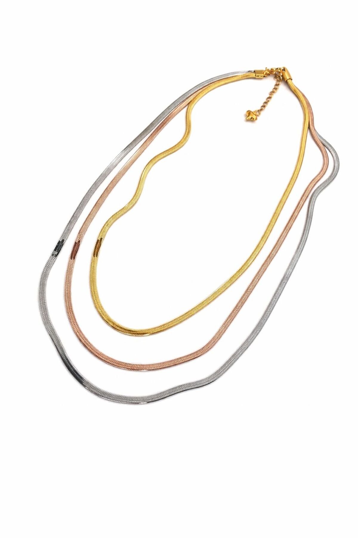 Mix Renk İtalyan Zincir Çelik Kolye