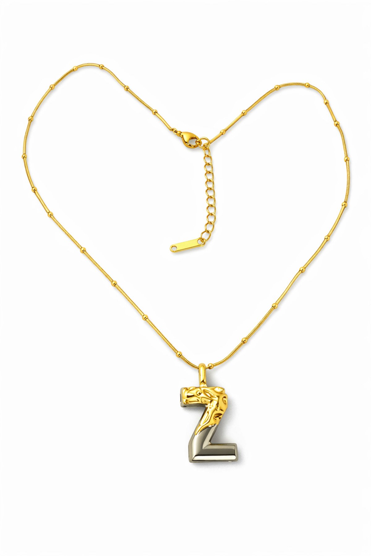 ÇİFT RENKLİ Z HARFLİ ÇELİK KOLYE