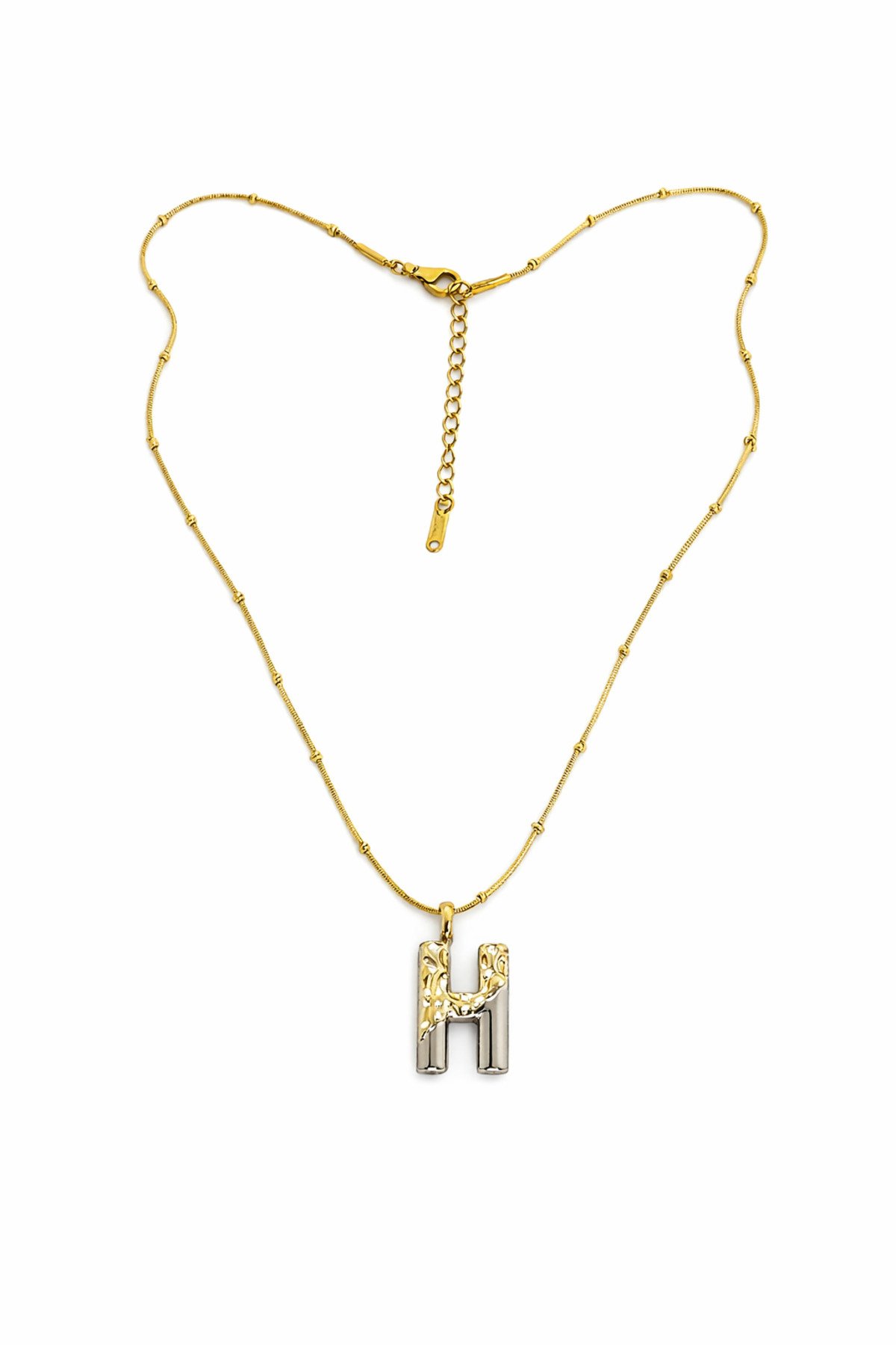 ÇİFT RENKLİ H HARFLİ ÇELİK KOLYE