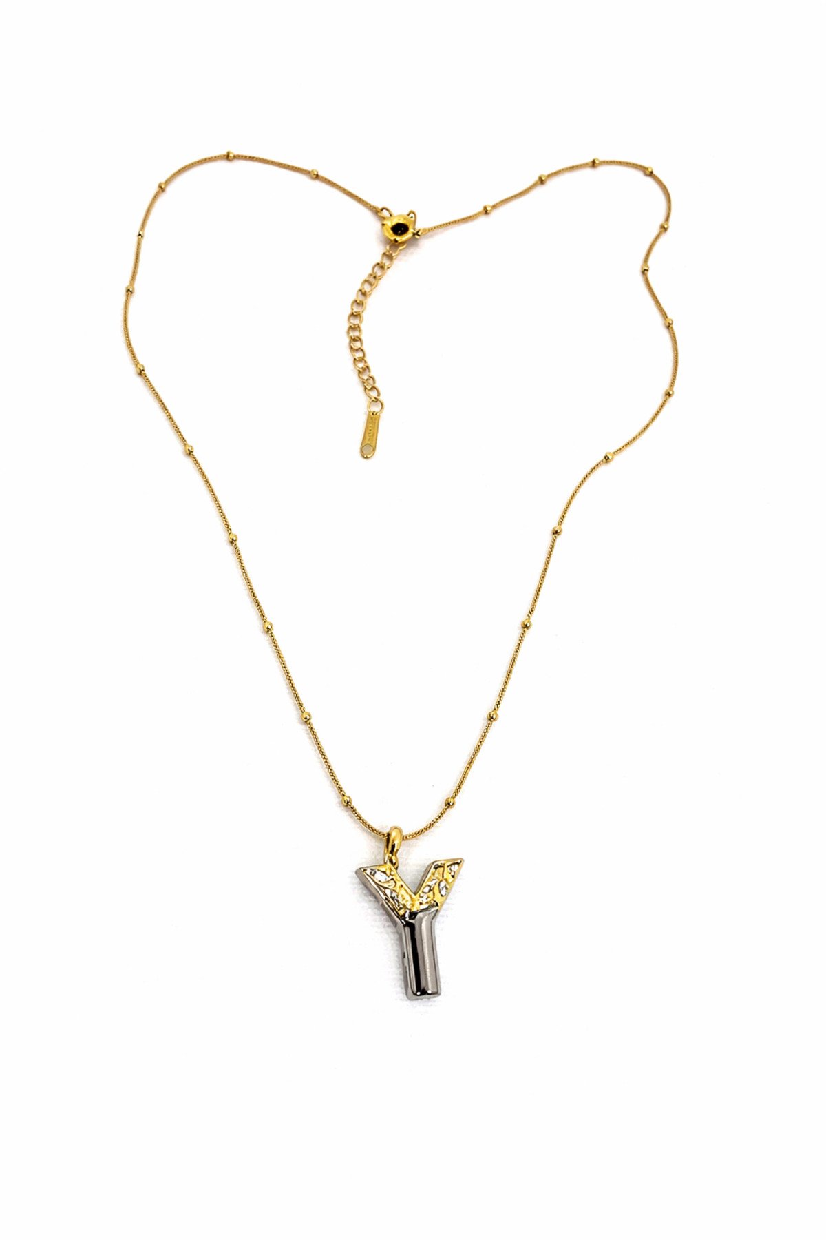 ÇİFT RENKLİ Y HARFLİ ÇELİK KOLYE