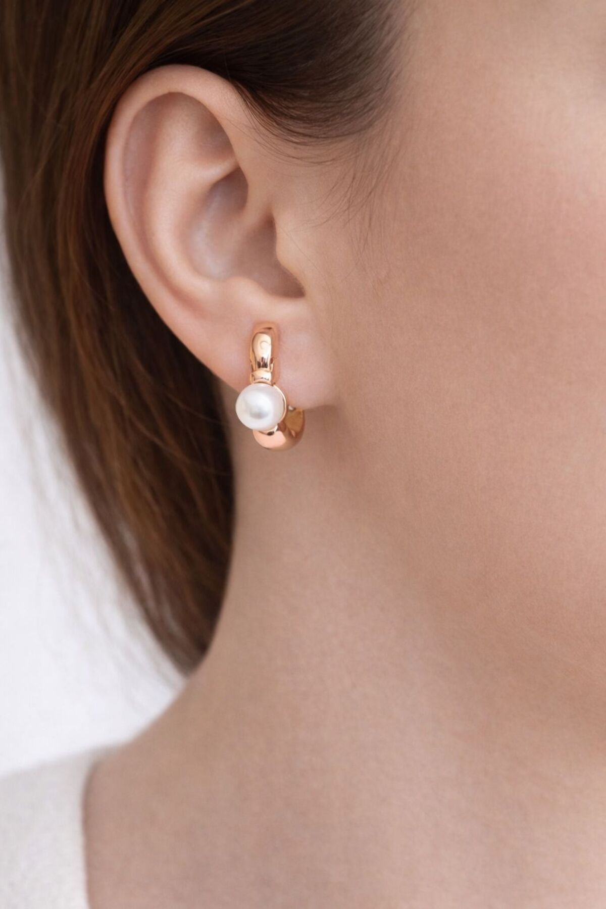 İnci Detaylı 316L Çelik Gold Kadın Küpe