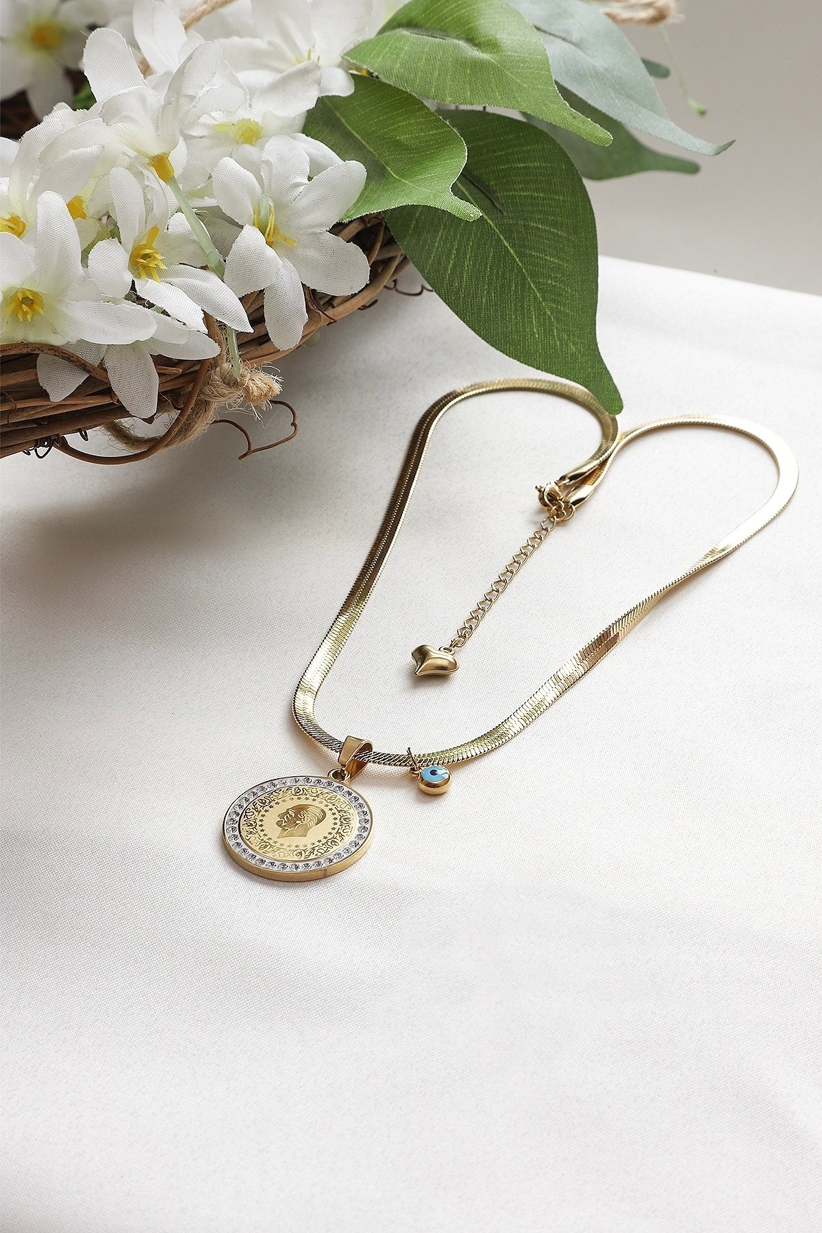 İtalyan Zincirli Çeyrek Model Çelik Kolye.