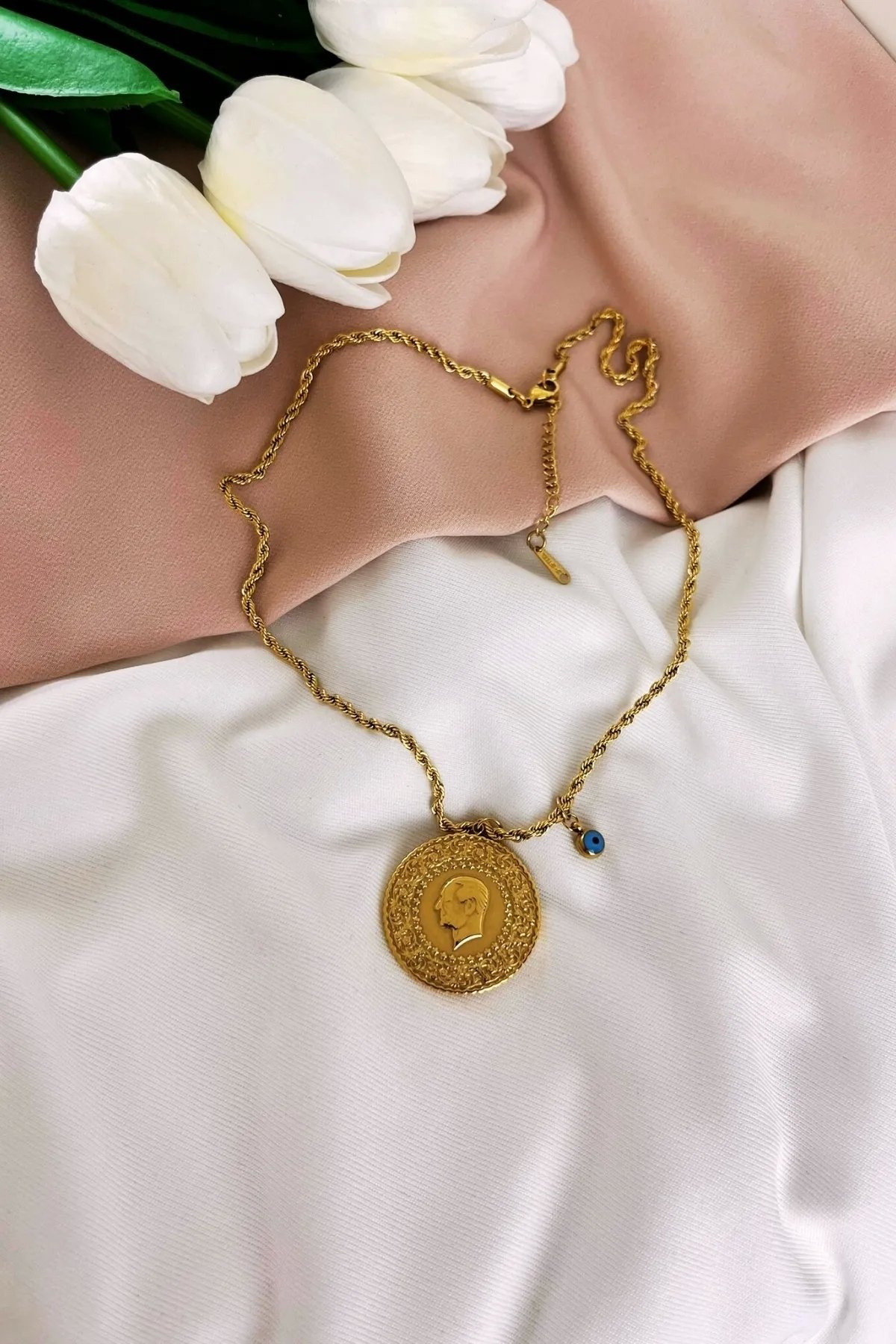 HALF GOLD MODEL DESIGN STEEL NECKLACE