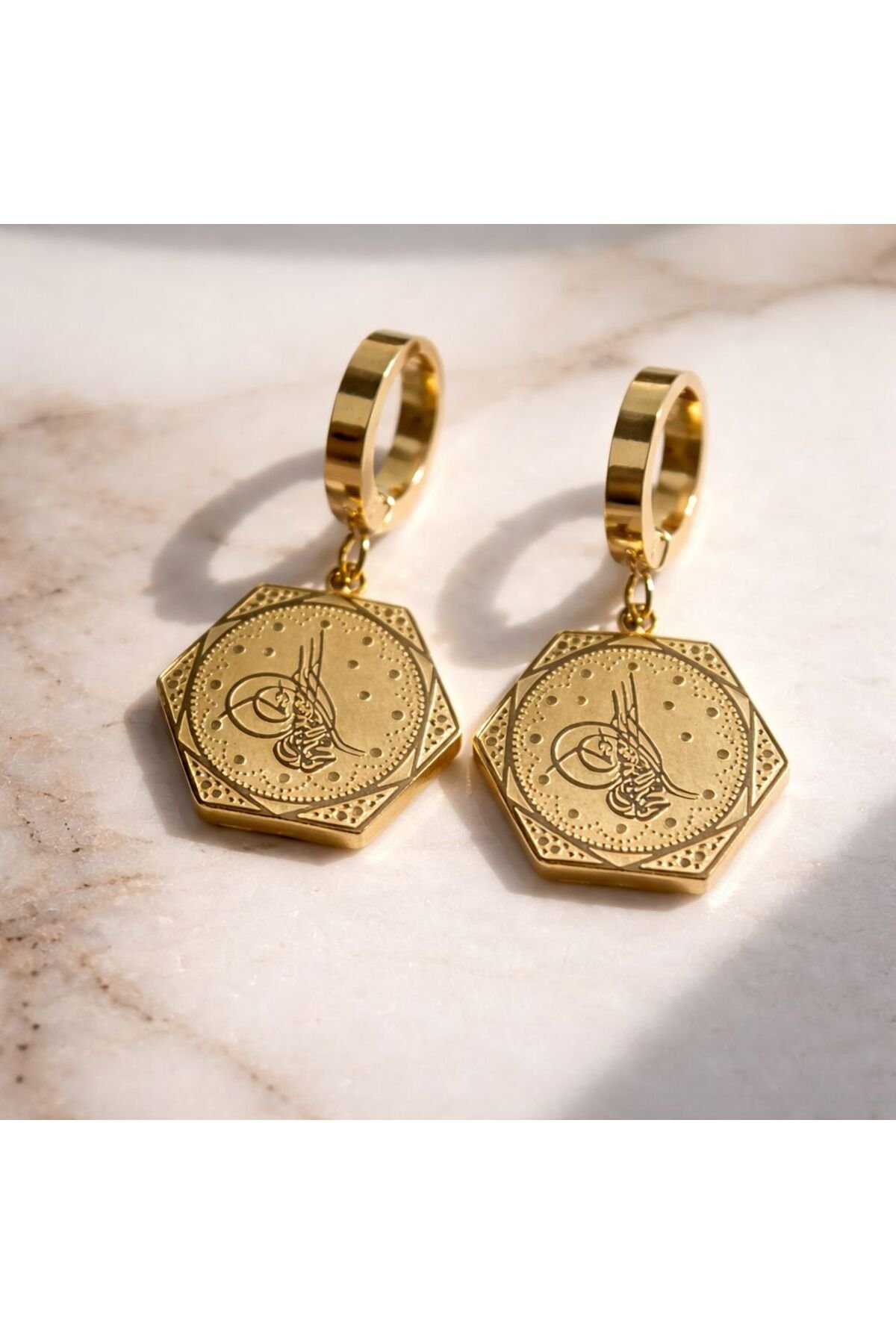 Osmanlı Tuğralı Çelik Küpe Kadın