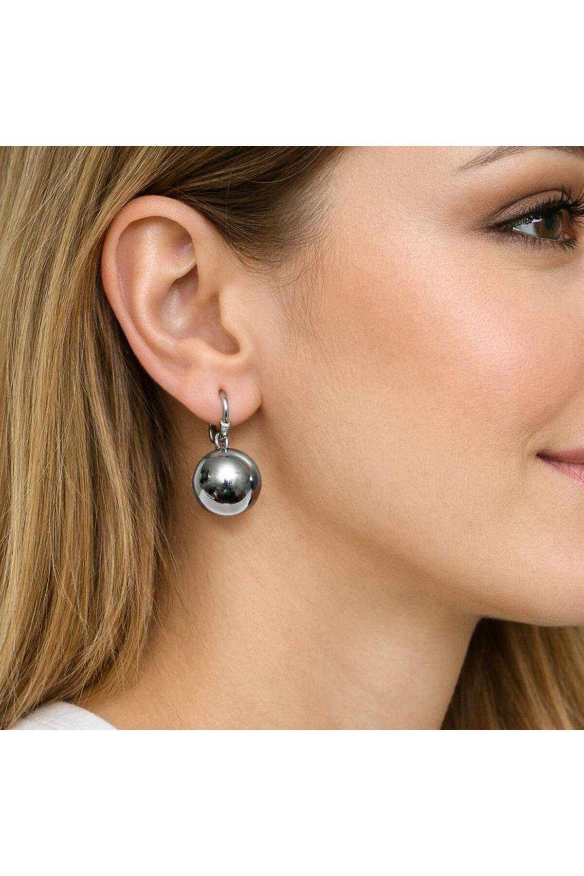 Silver Çelik Top Küpe