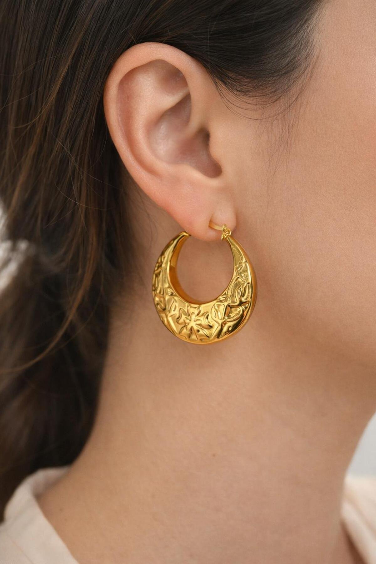 Gold Çelik Halka Küpe