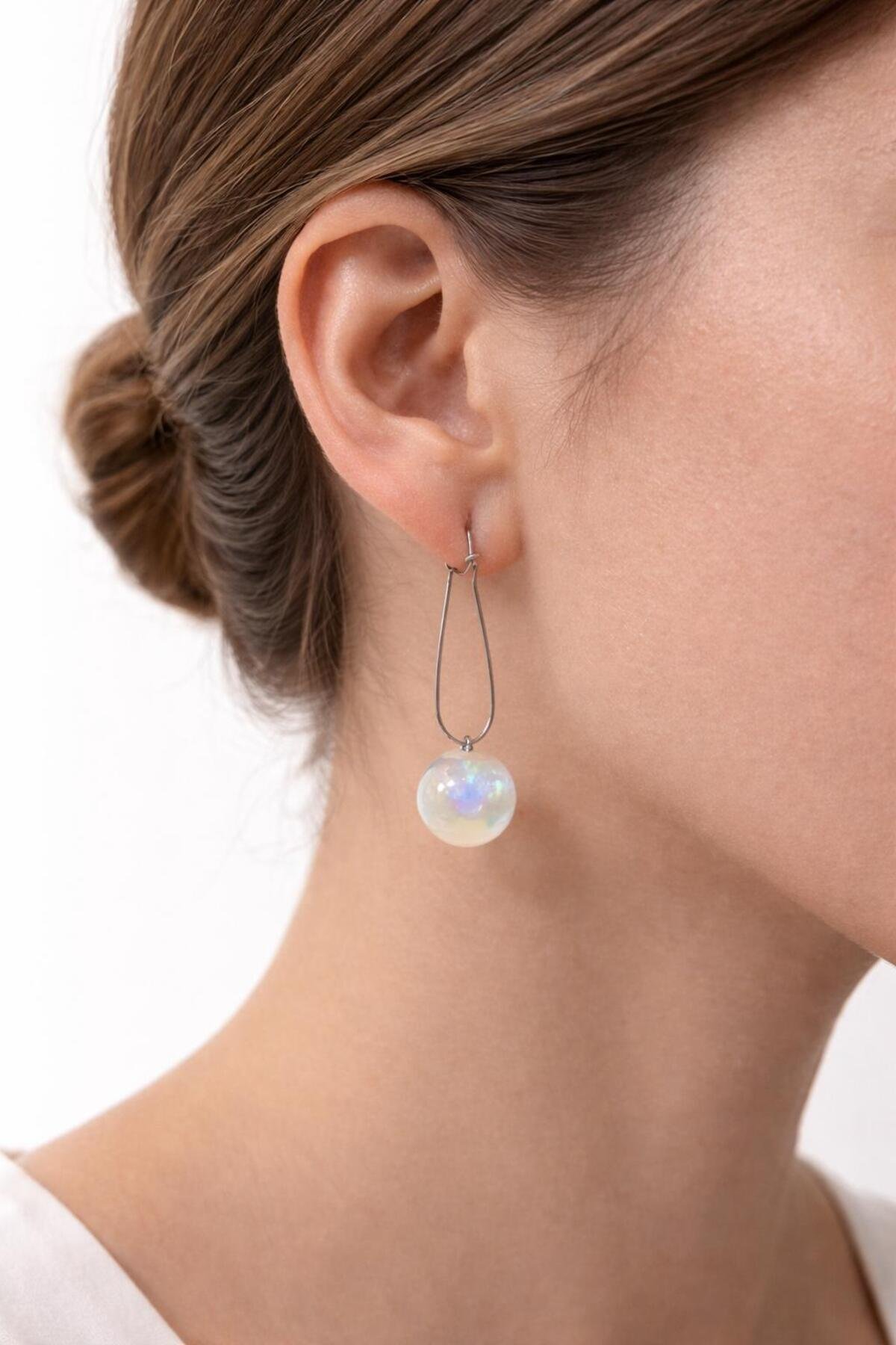 Archazel Jewelry Aurora İnci Detaylı Çelik Küpe