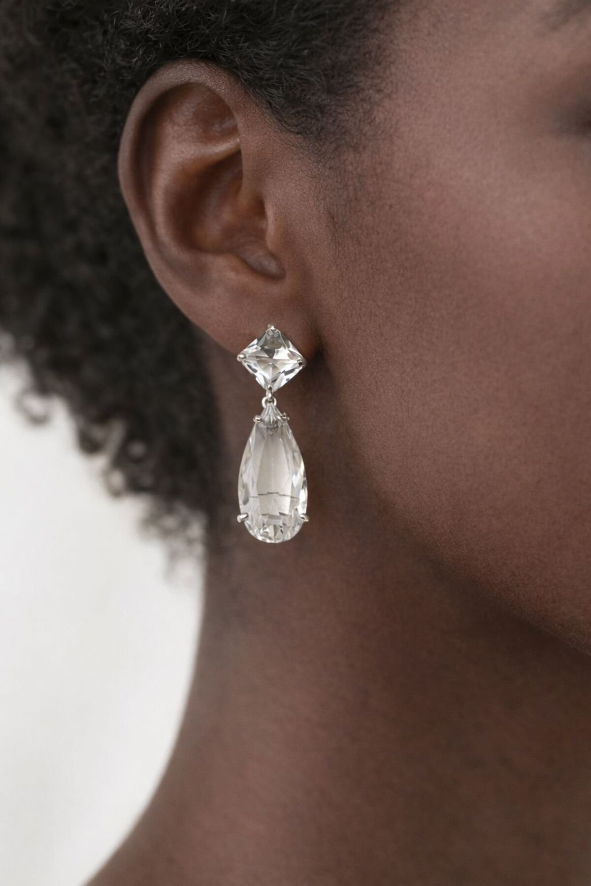 Xuping Şeffaf Kristal Damla Küpe