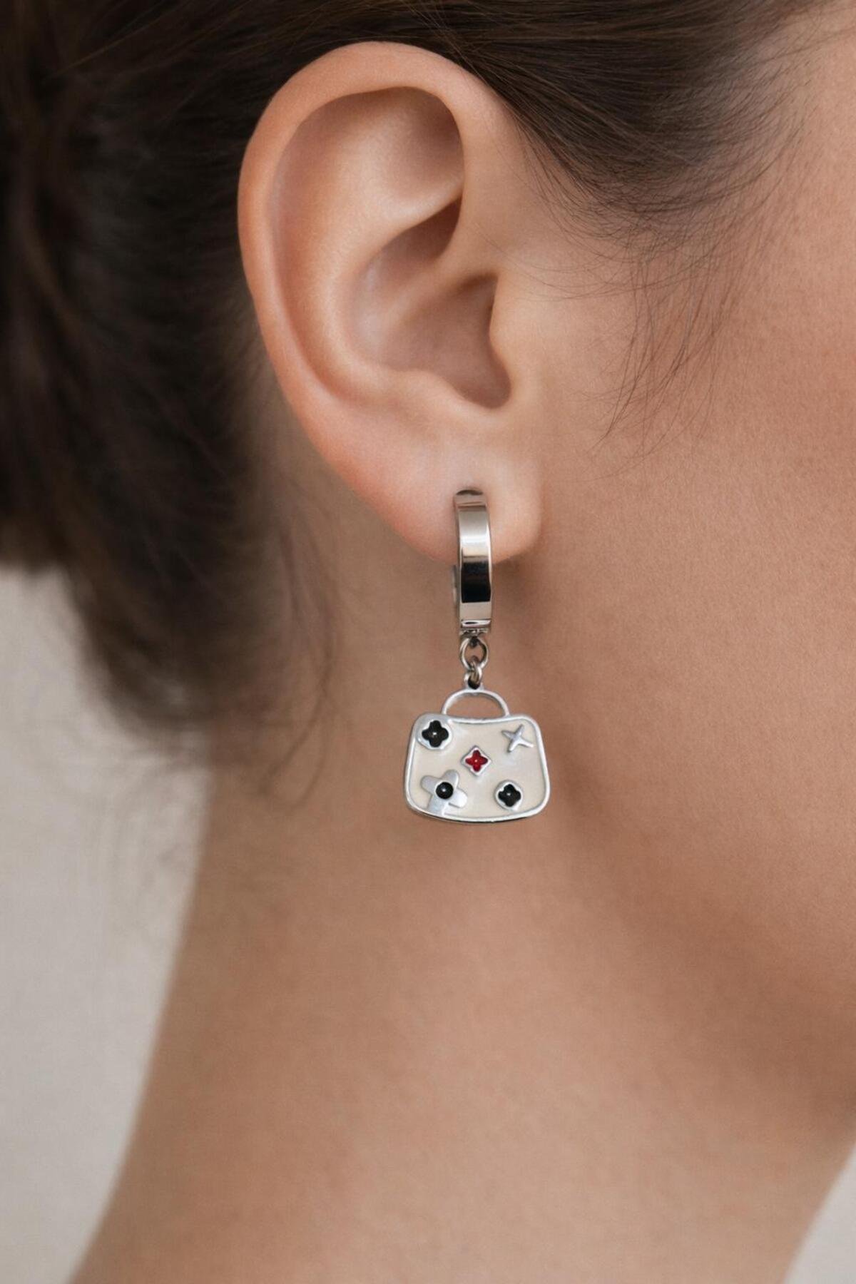 Luna Bag Sallantılı Çelik Küpe