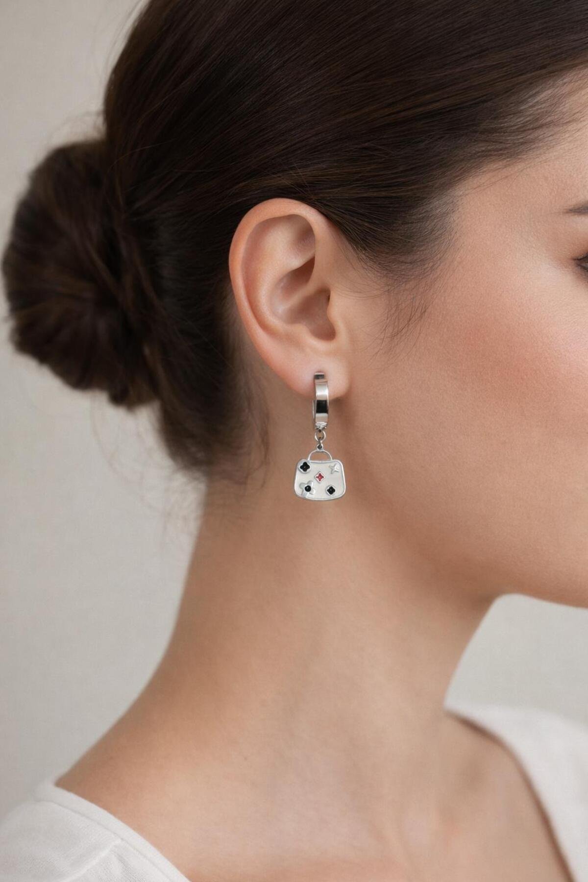 Luna Bag Sallantılı Çelik Küpe