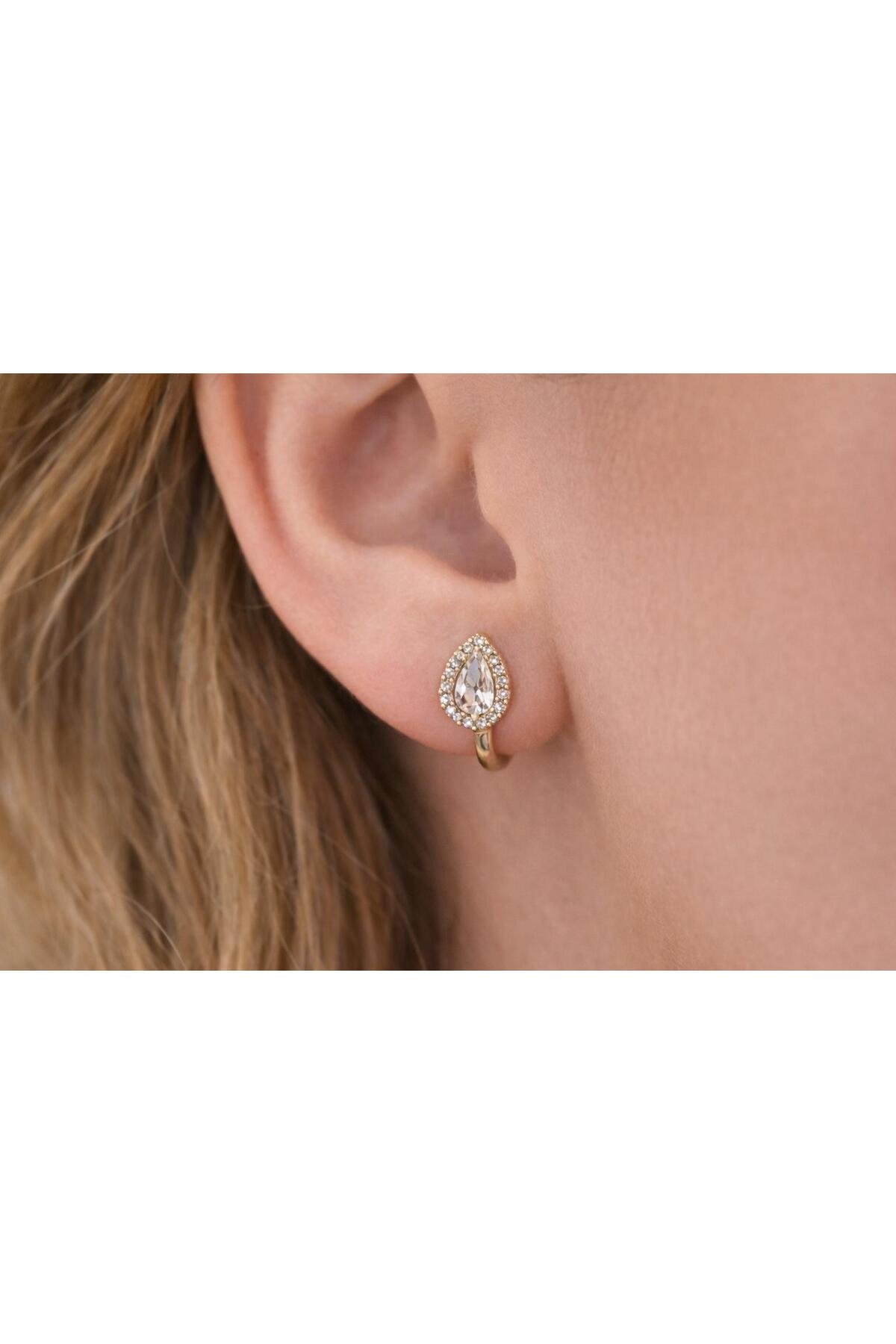 Mini Damla Zirkon Taşlı Çelik Küpe – Rose Gold